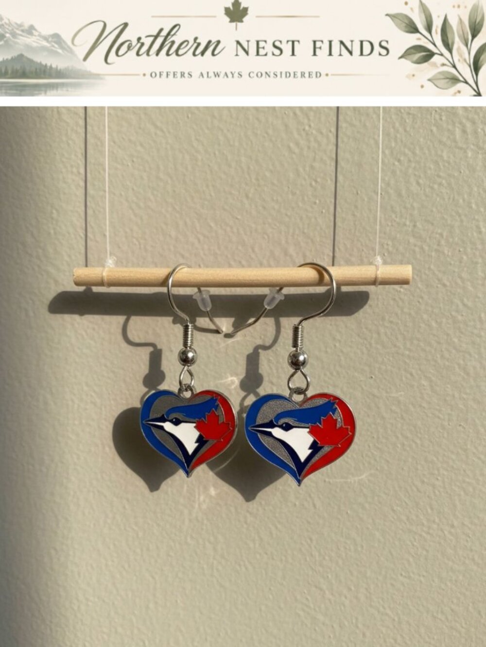 Baseball Swirl Heart Earrings Enamel Pierced